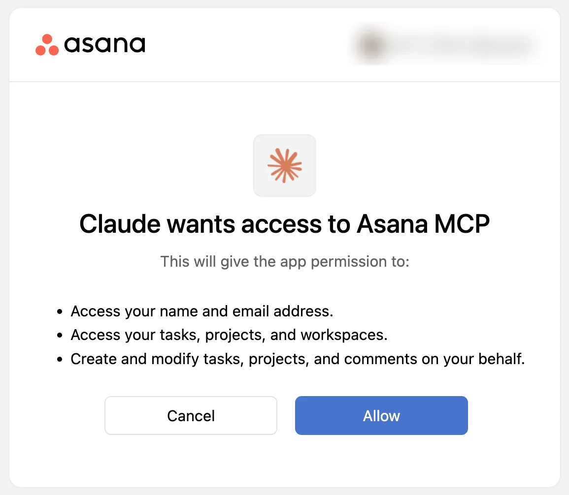 Asana permission screen