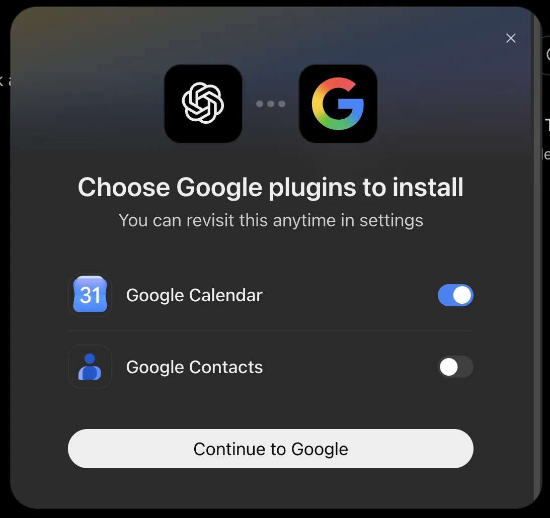 Choose Google plugins