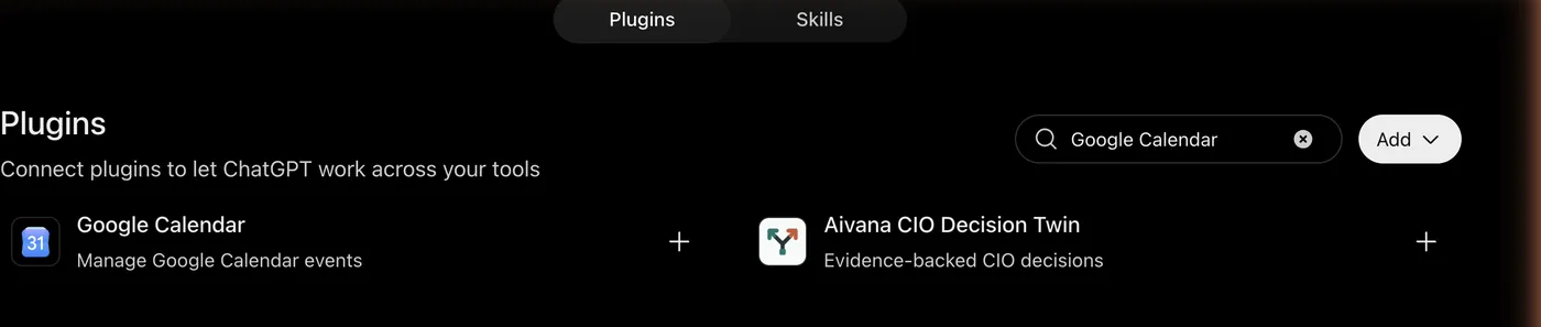 Plugins search in ChatGPT