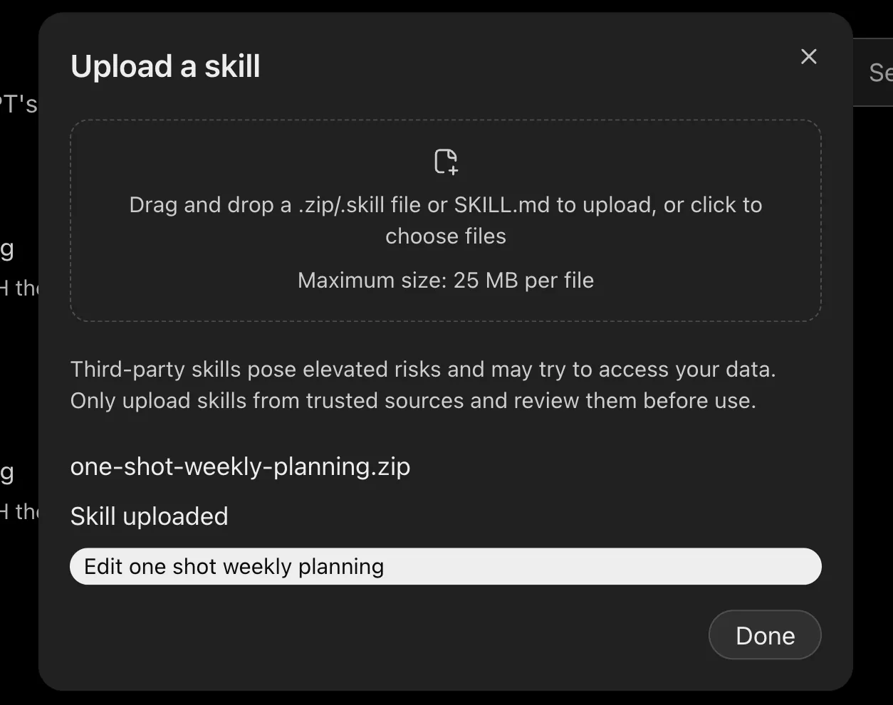 Skill uploaded